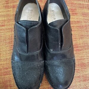 BED|STU Black Leather Loafers with Distressed Finish